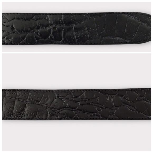 Avignon Black & Silver Leather Boho Belt Croc-Embossed Texture Medium - Picture 5 of 7